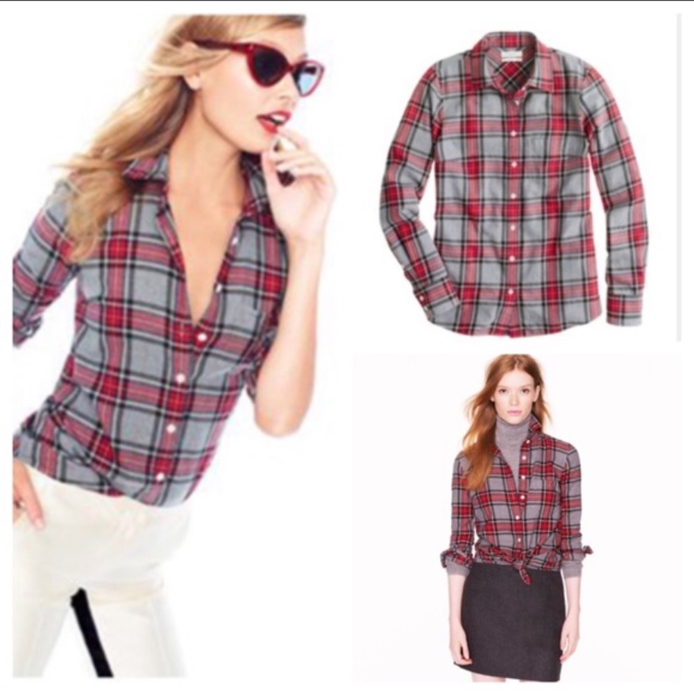 J crew gray tartan boy shirt